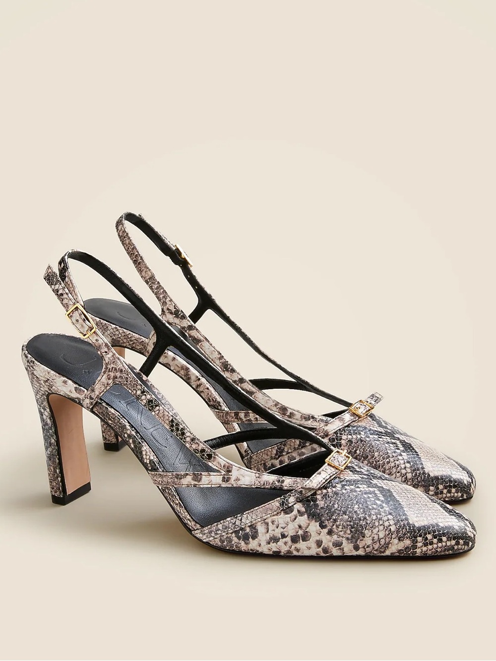 J. Crew Jules Snake Embossed Buckle Straps Leather Slingback 6